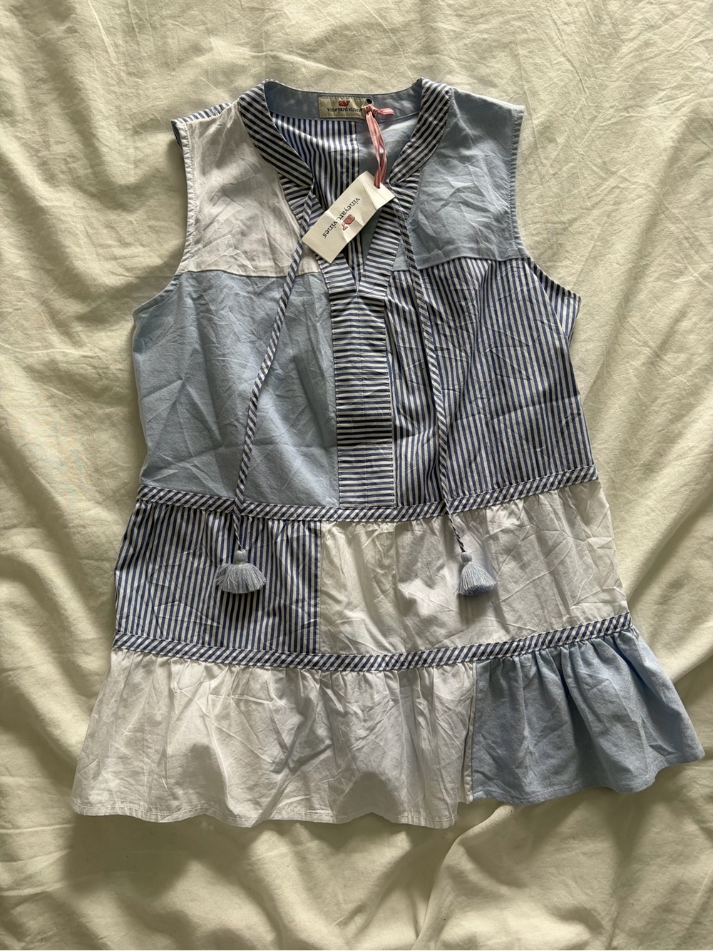 Vineyard Vines Women’s Striped Peplum Tank with Tassel Tie - Picture 5 of 11